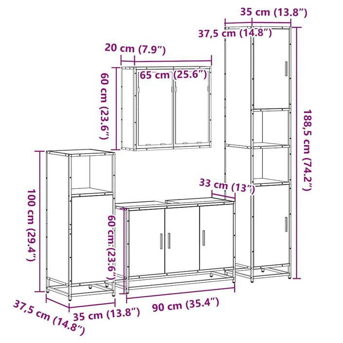 Ensemble de meubles de salle de bain 4 pcs chêne sonoma - Photo n°11