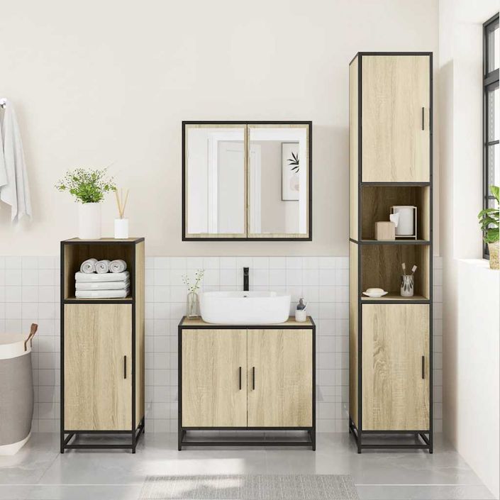 Ensemble de meubles de salle de bain 4 pcs chêne sonoma - Photo n°4