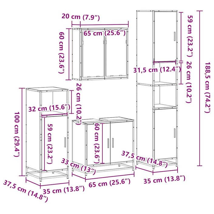 Ensemble de meubles de salle de bain 4 pcs chêne sonoma - Photo n°11