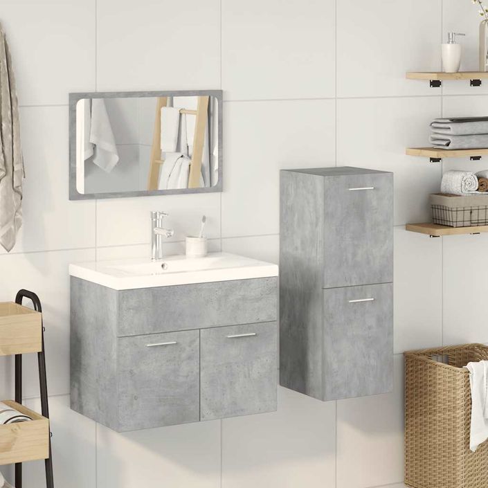 Ensemble de meubles de salle de bain 4 pcs gris béton - Photo n°3