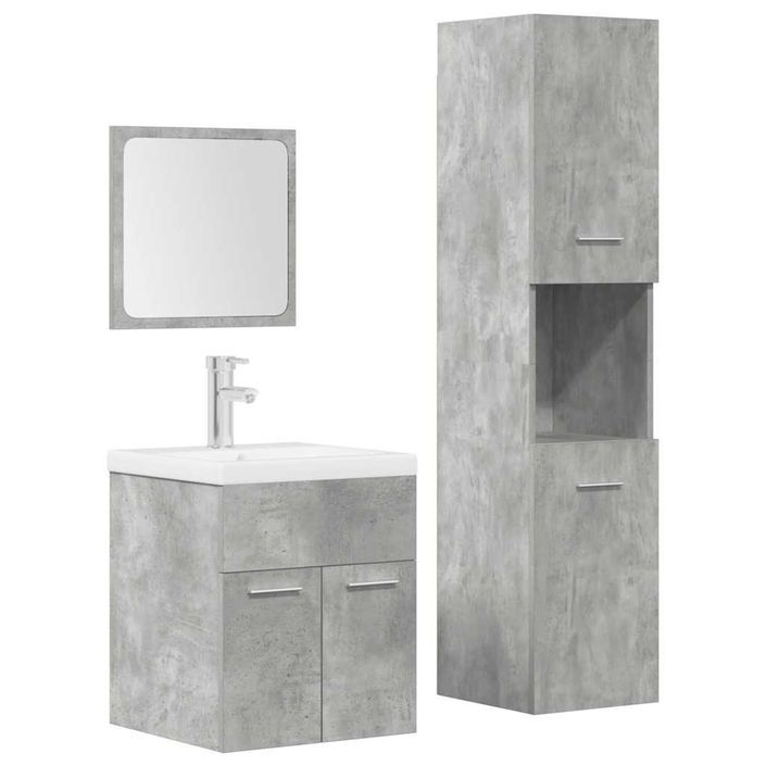 Ensemble de meubles de salle de bain 4 pcs gris béton - Photo n°1