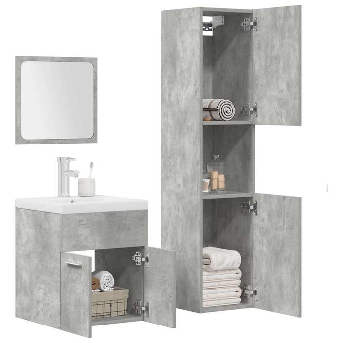 Ensemble de meubles de salle de bain 4 pcs gris béton - Photo n°3