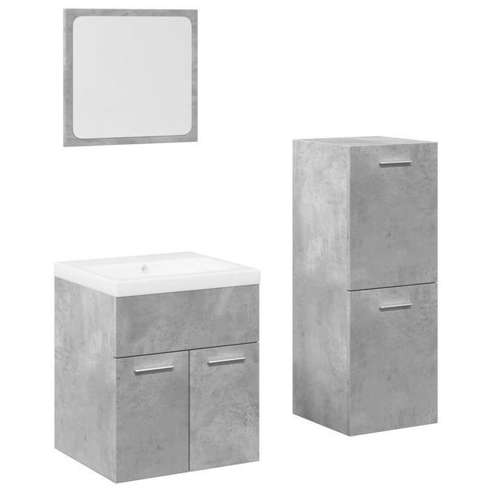 Ensemble de meubles de salle de bain 4 pcs gris béton - Photo n°2