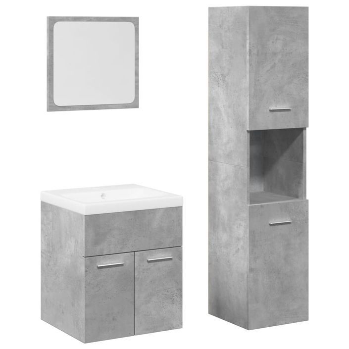 Ensemble de meubles de salle de bain 4 pcs gris béton - Photo n°2