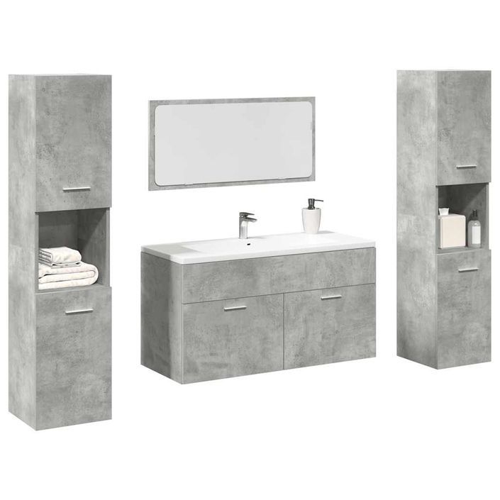 Ensemble de meubles de salle de bain 4 pcs gris béton - Photo n°1