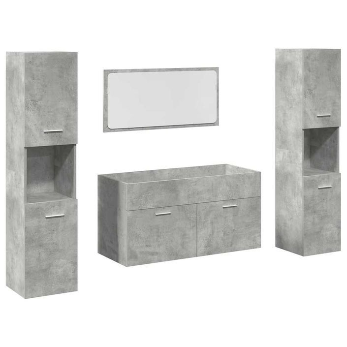 Ensemble de meubles de salle de bain 4 pcs gris béton - Photo n°2