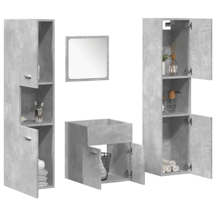 Ensemble de meubles de salle de bain 4 pcs gris béton - Photo n°1