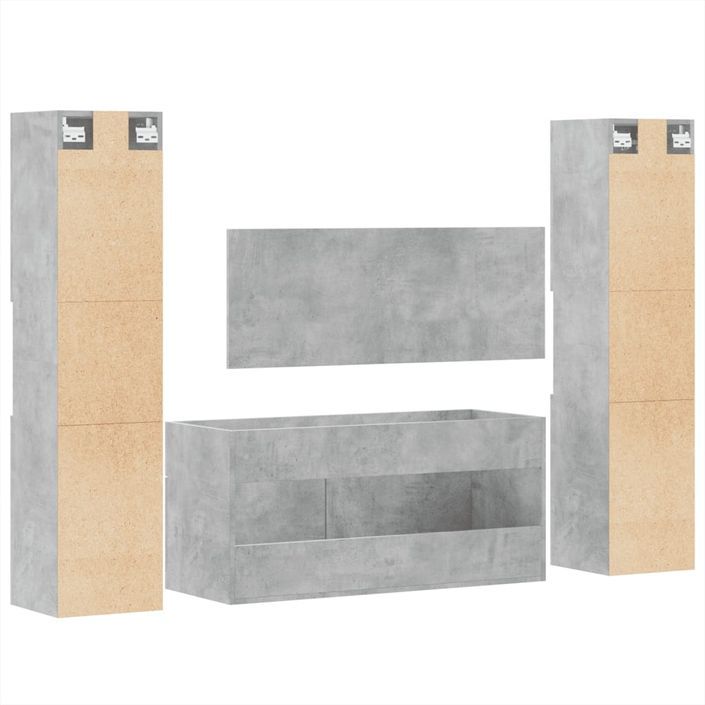 Ensemble de meubles de salle de bain 4 pcs gris béton - Photo n°7