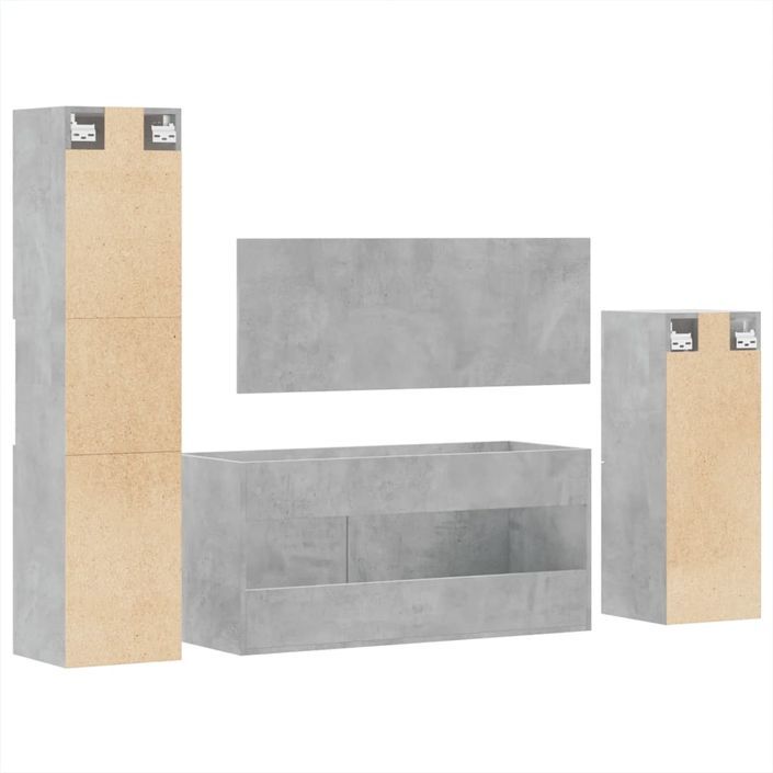 Ensemble de meubles de salle de bain 4 pcs gris béton - Photo n°7