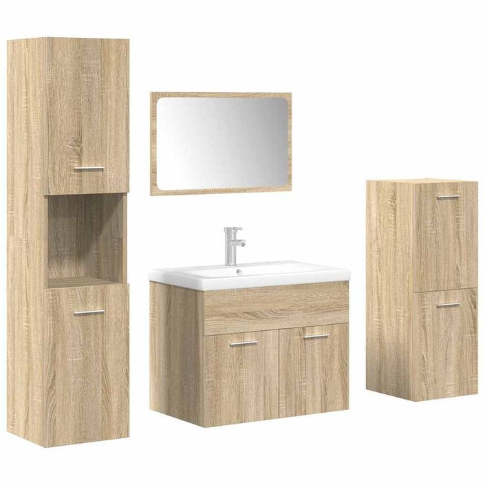 Ensemble de meubles de salle de bain 5 pcs chêne sonoma - Photo n°2