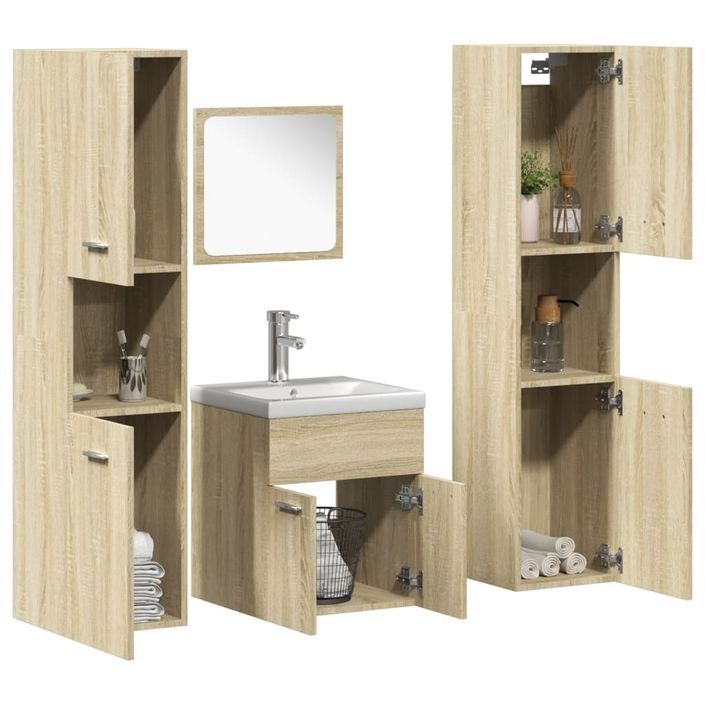 Ensemble de meubles de salle de bain 5 pcs chêne sonoma - Photo n°1