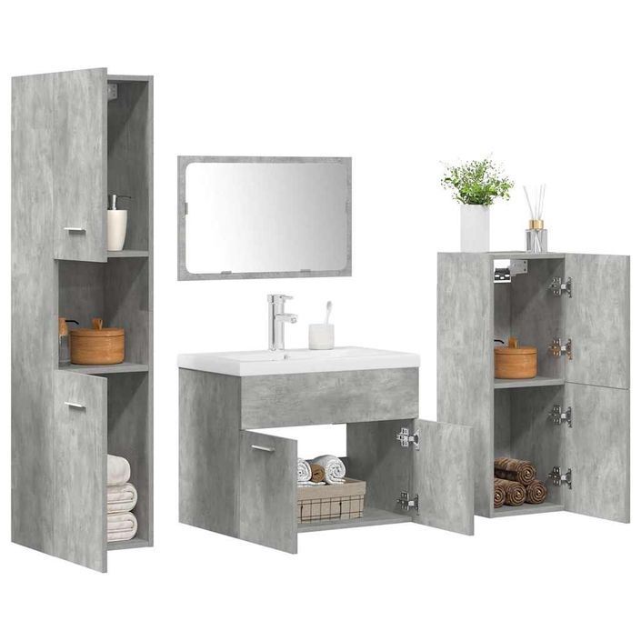 Ensemble de meubles de salle de bain 5 pcs gris béton - Photo n°3