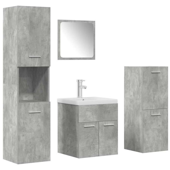 Ensemble de meubles de salle de bain 5 pcs gris béton - Photo n°2