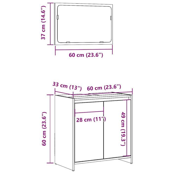 Ensemble de meubles salle de bain 2 pcs bois d'ingénierie - Photo n°10