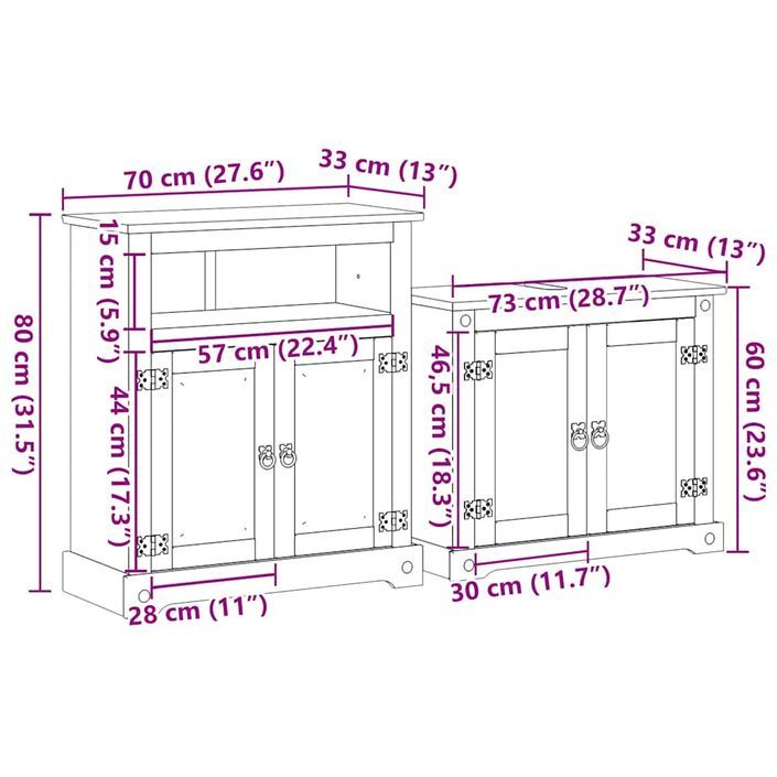 Ensemble de meubles salle de bain 2 pcs Corona bois pin massif - Photo n°10