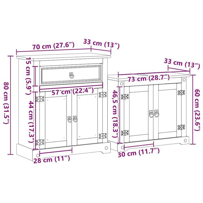 Ensemble de meubles salle de bain 2 pcs Corona bois pin massif - Photo n°10