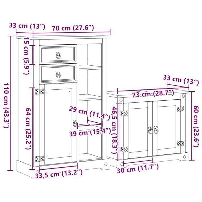 Ensemble de meubles salle de bain 2 pcs Corona bois pin massif - Photo n°10