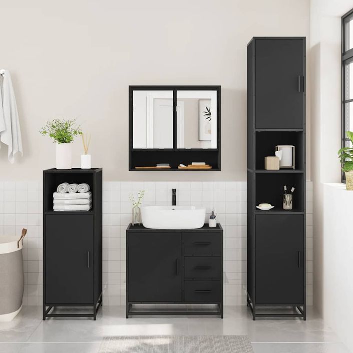 Ensemble de meubles salle de bain 2 pcs noir bois d'ingénierie - Photo n°4