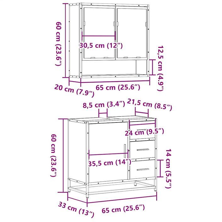 Ensemble de meubles salle de bain 2 pcs noir bois d'ingénierie - Photo n°11