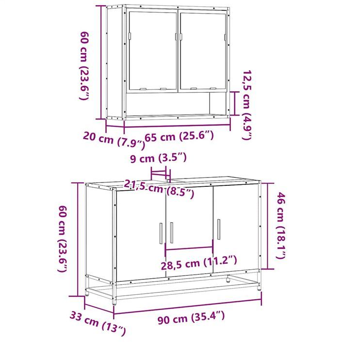 Ensemble de meubles salle de bain 2 pcs noir bois d'ingénierie - Photo n°11