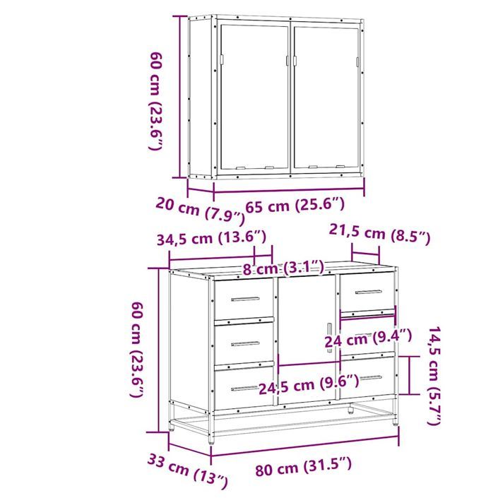 Ensemble de meubles salle de bain 2 pcs noir bois d'ingénierie - Photo n°11