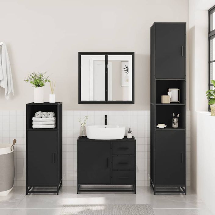 Ensemble de meubles salle de bain 2 pcs noir bois d'ingénierie - Photo n°4