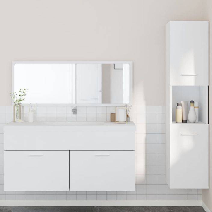 Ensemble de meubles salle de bain 3 pcs blanc bois d'ingénierie - Photo n°1