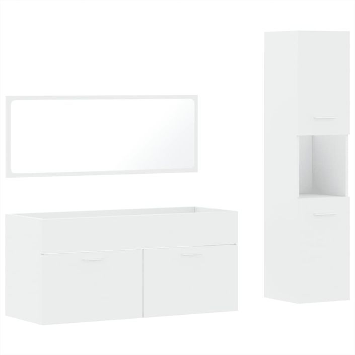 Ensemble de meubles salle de bain 3 pcs blanc bois d'ingénierie - Photo n°2