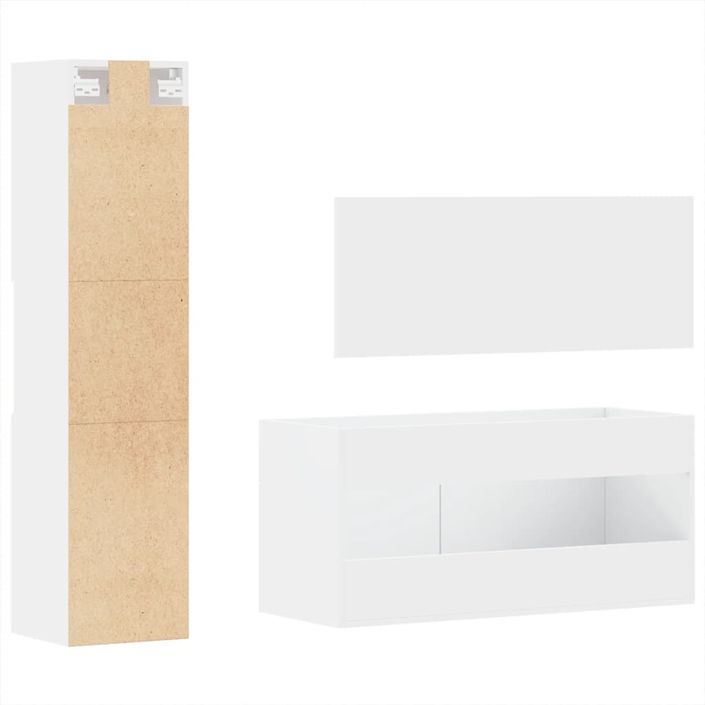 Ensemble de meubles salle de bain 3 pcs blanc bois d'ingénierie - Photo n°7