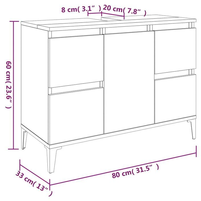 Ensemble de meubles salle de bain 3 pcs blanc bois d'ingénierie - Photo n°9