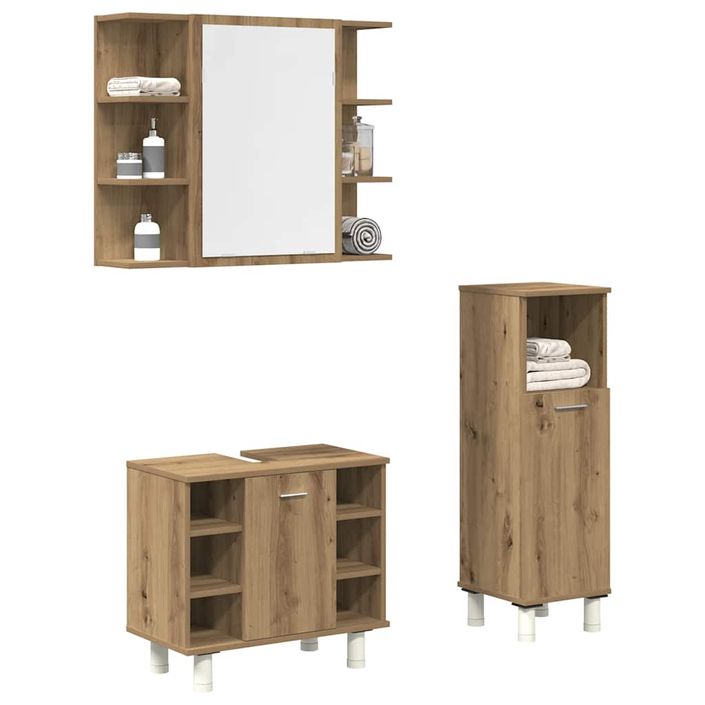 Ensemble de meubles salle de bain 3 pcs bois d'ingénierie - Photo n°1