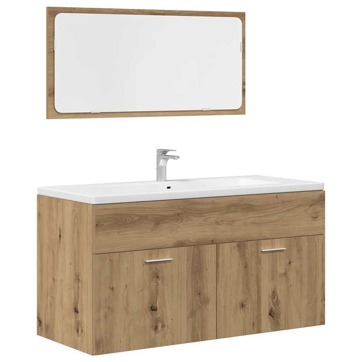 Ensemble de meubles salle de bain 3 pcs bois d'ingénierie - Photo n°4