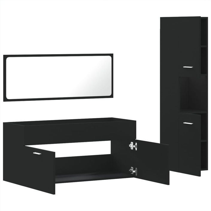 Ensemble de meubles salle de bain 3 pcs noir bois d'ingénierie - Photo n°8