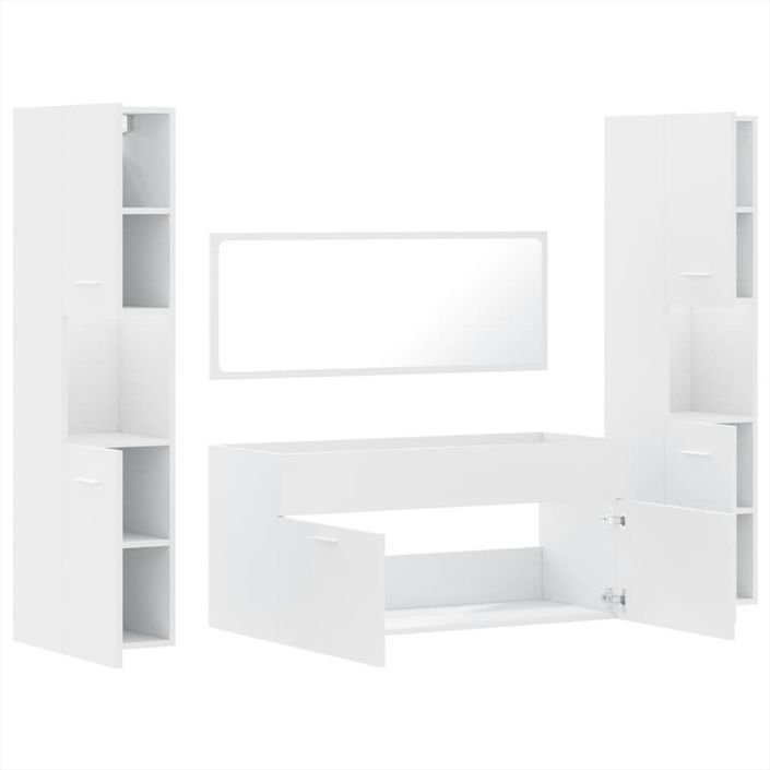 Ensemble de meubles salle de bain 4 pcs blanc bois d'ingénierie - Photo n°8