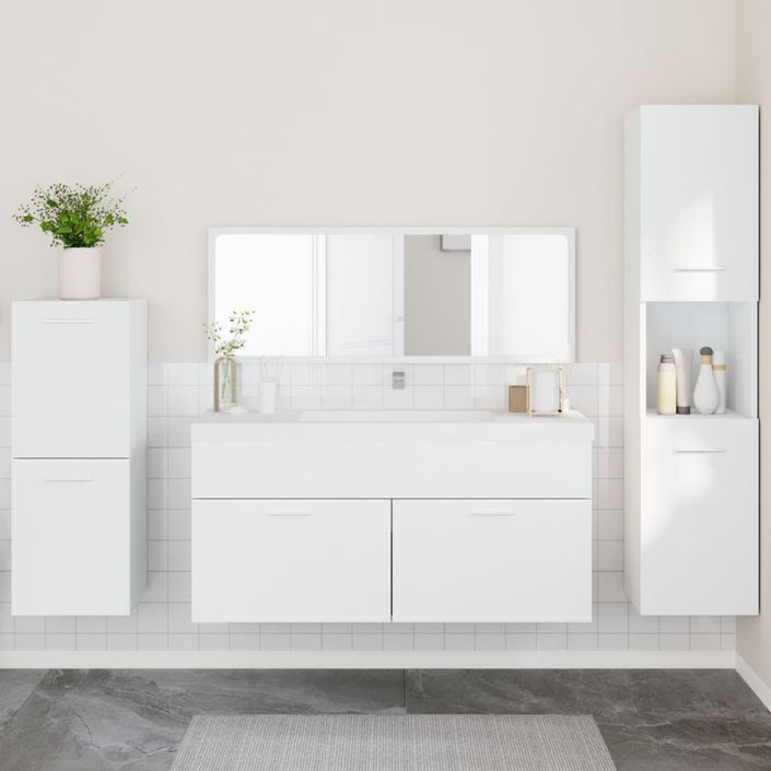 Ensemble de meubles salle de bain 4 pcs blanc bois d'ingénierie - Photo n°1