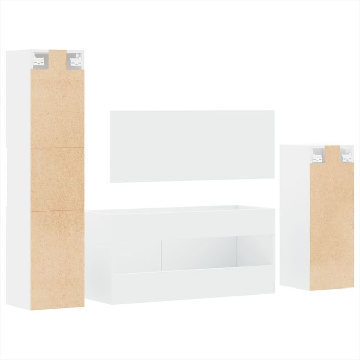 Ensemble de meubles salle de bain 4 pcs blanc bois d'ingénierie - Photo n°7