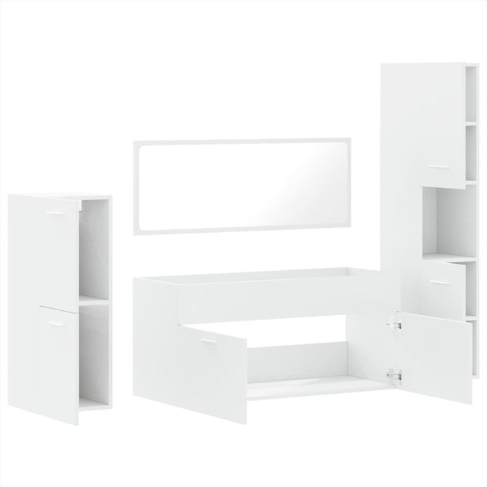 Ensemble de meubles salle de bain 4 pcs blanc bois d'ingénierie - Photo n°8