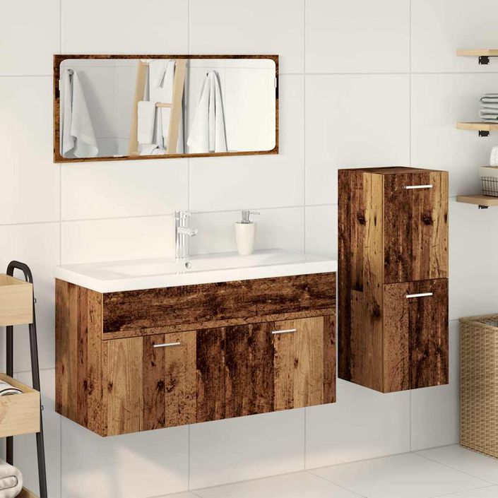 Ensemble de meubles salle de bain 4 pcs bois d'ingénierie - Photo n°3