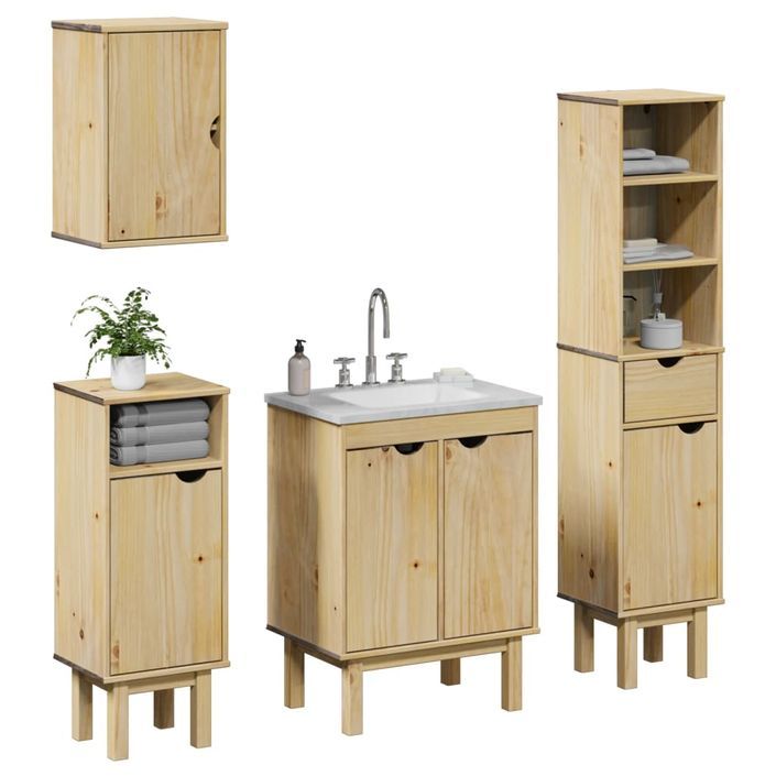 Ensemble de meubles salle de bain 4 pcs OTTA bois de pin massif - Photo n°1