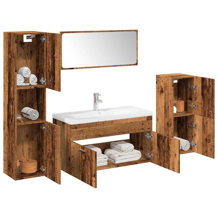 Ensemble de meubles salle de bain 5 pcs bois d'ingénierie - Photo n°1