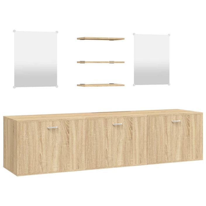 Ensemble de meubles salle de bain 6 pcs chêne bois d'ingénierie - Photo n°1