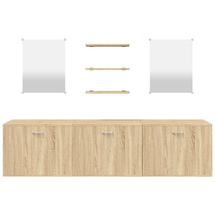 Ensemble de meubles salle de bain 6 pcs chêne bois d'ingénierie - Photo n°4