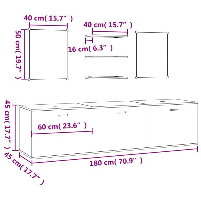 Ensemble de meubles salle de bain 6 pcs chêne bois d'ingénierie - Photo n°9