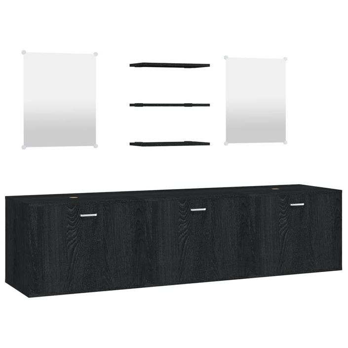 Ensemble de meubles salle de bain 6 pcs noir bois d'ingénierie - Photo n°1