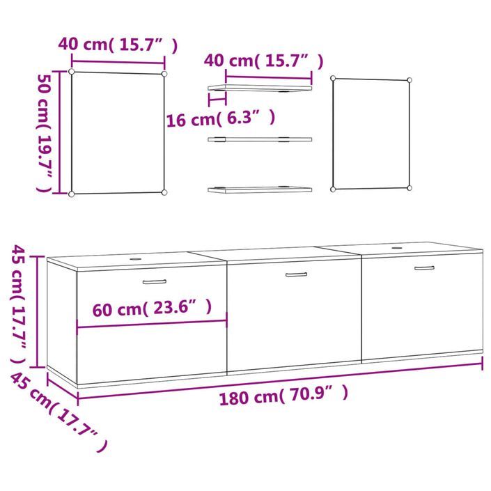 Ensemble de meubles salle de bain 6 pcs noir bois d'ingénierie - Photo n°9