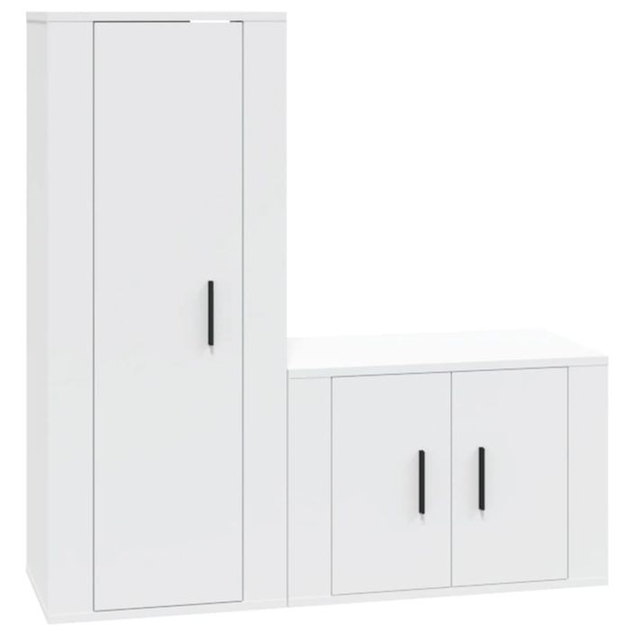 Ensemble de meubles TV 2 pcs Blanc Bois d'ingénierie - Photo n°1