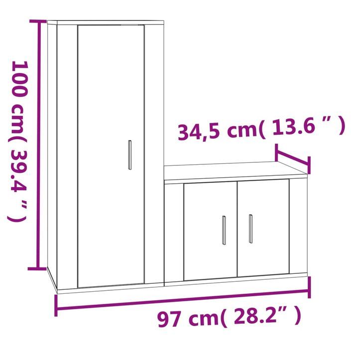 Ensemble de meubles TV 2 pcs Blanc Bois d'ingénierie - Photo n°7