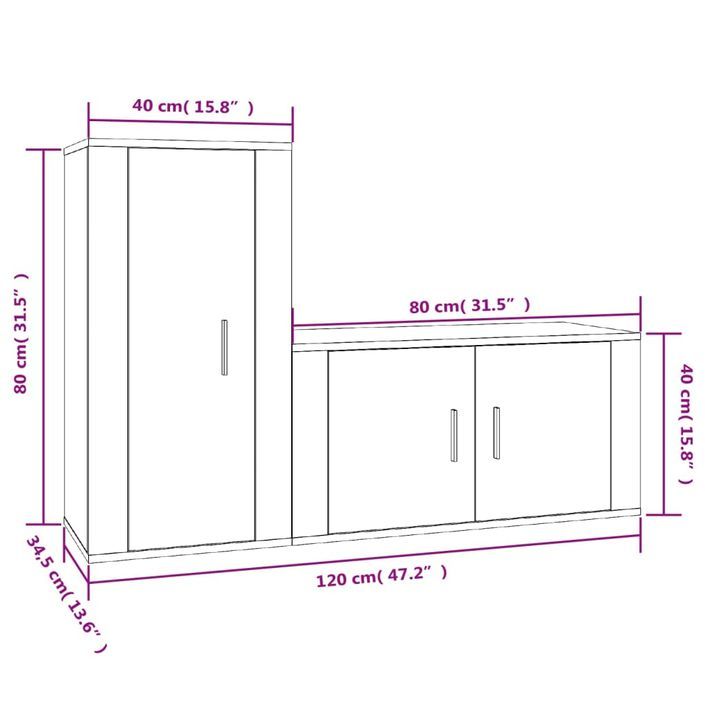 Ensemble de meubles TV 2 pcs Blanc Bois d'ingénierie - Photo n°8