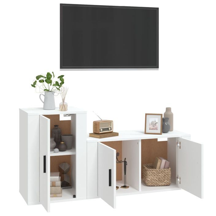 Ensemble de meubles TV 2 pcs Blanc Bois d'ingénierie - Photo n°3