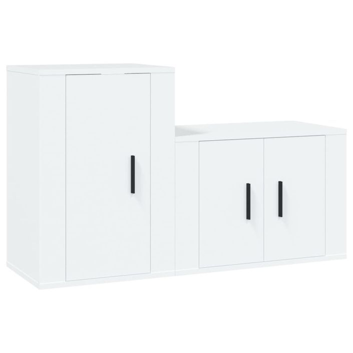 Ensemble de meubles TV 2 pcs Blanc Bois d'ingénierie - Photo n°1